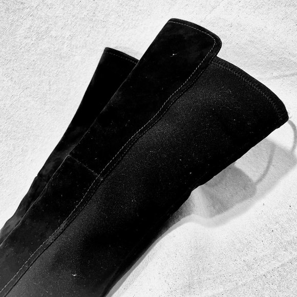 Stuart Weitzman Langdon Over The Knee Boots Sz 5.5 Black Leather Suede NWT - Picture 3 of 7
